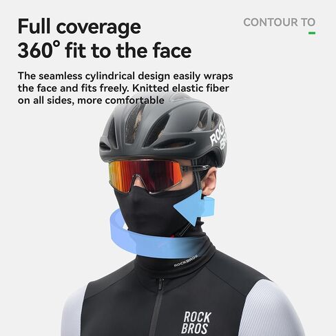 ROCKBROS Stretch Fabric Windproof Neck Gaiter & Face Mask – Thermal Breathable Half Face Cover for Men & Women, Outdoor Cycling, Skiing， Commuting, and Winter Activities in Saudi Arabia