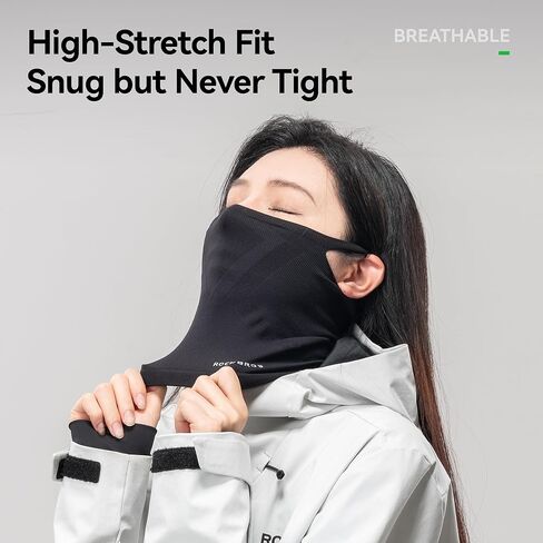 ROCKBROS Stretch Fabric Windproof Neck Gaiter & Face Mask – Thermal Breathable Half Face Cover for Men & Women, Outdoor Cycling, Skiing， Commuting, and Winter Activities in Saudi Arabia