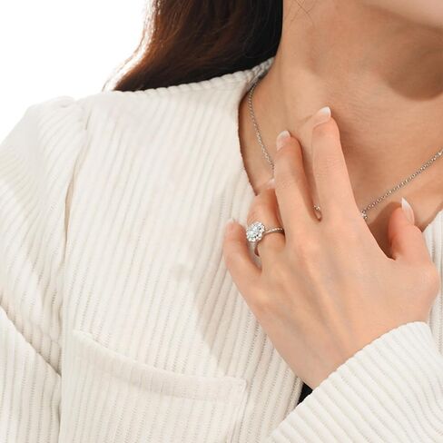 14K Gold 1Carat Diamond Promise Rings for Women,Classic 4-Prong Setting,Round Cut Diamond Ring, VVS1 D-Color, Ideal for Valentine's Day in Saudi Arabia