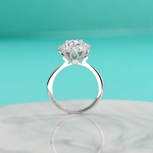 14K Gold 1Carat Diamond Promise Rings for Women,Classic 4-Prong Setting,Round Cut Diamond Ring, VVS1 D-Color, Ideal for Valentine's Day in Saudi Arabia