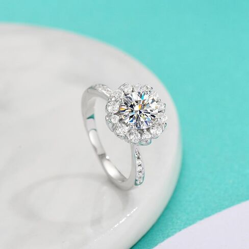 14K Gold 1Carat Diamond Promise Rings for Women,Classic 4-Prong Setting,Round Cut Diamond Ring, VVS1 D-Color, Ideal for Valentine's Day in Saudi Arabia