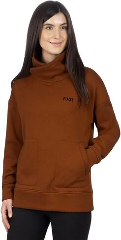 FXR Womens Ember Pullover Sweater Soft Cowl Collar Zipped Pockets Copper in Saudi Arabia