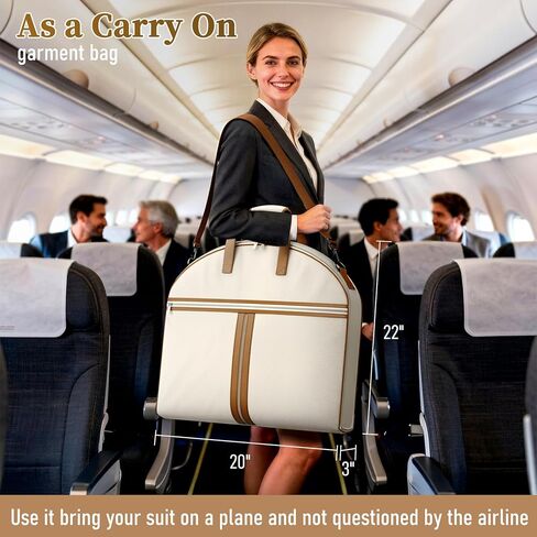 MISSLO Carry on Garment Bags for Travel for Women 56" Foldable Dress Bag with Large Pockets Bag Suit Luggage Garment Bag with Shoulder Strap for Business, Wedding, Hanging Clothes, Beige in Saudi Arabia