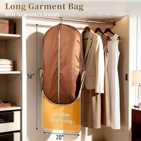 MISSLO Carry on Garment Bags for Travel for Women 56" Foldable Dress Bag with Large Pockets Bag Suit Luggage Garment Bag with Shoulder Strap for Business, Wedding, Hanging Clothes, Beige in Saudi Arabia