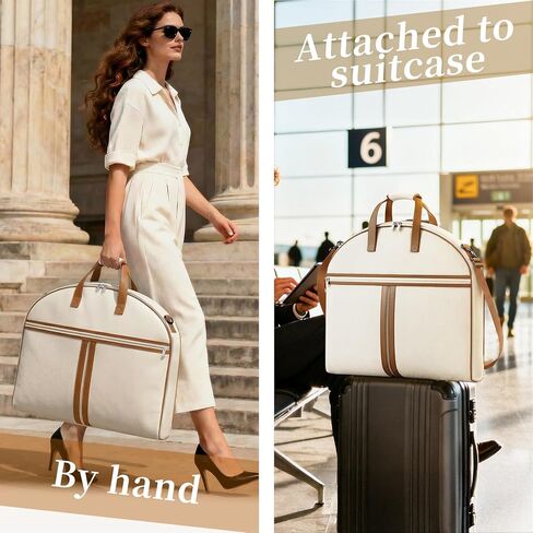 MISSLO Carry on Garment Bags for Travel for Women 56" Foldable Dress Bag with Large Pockets Bag Suit Luggage Garment Bag with Shoulder Strap for Business, Wedding, Hanging Clothes, Beige in Saudi Arabia