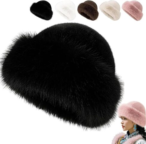 2026 New Womens Winter Faux Fur Buckethat, Soft Plush Fisherman Capold Weather for Cold Weather in Saudi Arabia