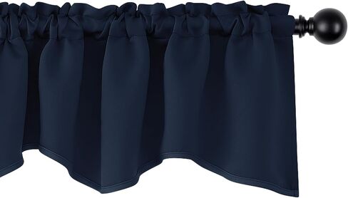 Deconovo Valances for Windows, Kitchen valances for Window, Short Curtains Blackout for Living Room Bedroom Bathroom Nursery Home Decor, Rod Pocket, Machine Washable, 42x18 Inch, 1 Panel, Navy Blue in Saudi Arabia