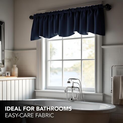 Deconovo Valances for Windows, Kitchen valances for Window, Short Curtains Blackout for Living Room Bedroom Bathroom Nursery Home Decor, Rod Pocket, Machine Washable, 42x18 Inch, 1 Panel, Navy Blue in Saudi Arabia