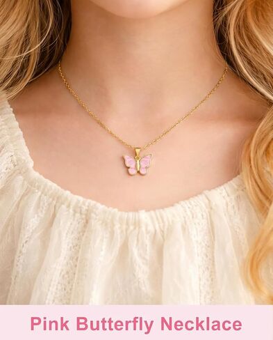 Valentines Day Gifts for Kids Girls, Cute Butterfly Necklace – Meaningful Jewelry for Granddaughter, Daughter, Niece from Mom/Aunt or Grandma for Birthday, Christmas, Valentine's Day in Saudi Arabia