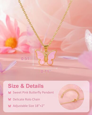Valentines Day Gifts for Kids Girls, Cute Butterfly Necklace – Meaningful Jewelry for Granddaughter, Daughter, Niece from Mom/Aunt or Grandma for Birthday, Christmas, Valentine's Day in Saudi Arabia