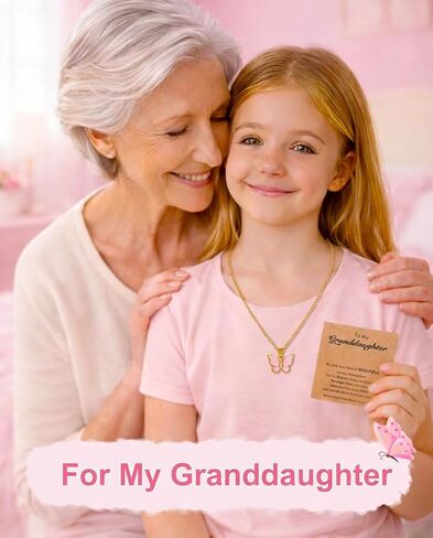Valentines Day Gifts for Kids Girls, Cute Butterfly Necklace – Meaningful Jewelry for Granddaughter, Daughter, Niece from Mom/Aunt or Grandma for Birthday, Christmas, Valentine's Day in Saudi Arabia