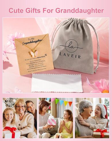 Valentines Day Gifts for Kids Girls, Cute Butterfly Necklace – Meaningful Jewelry for Granddaughter, Daughter, Niece from Mom/Aunt or Grandma for Birthday, Christmas, Valentine's Day in Saudi Arabia