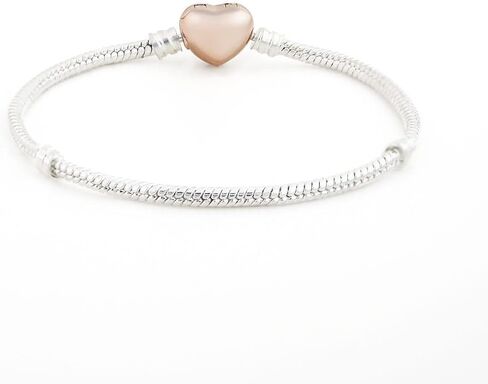 Silver Snake Chain Bracelet with Metal Heart Charm - One - Size Adjustable Jewelry for Women & Men in Saudi Arabia