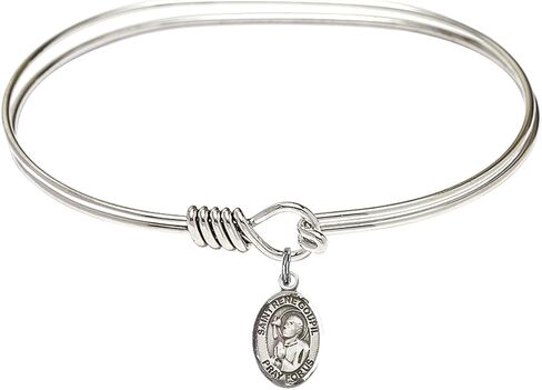 Oval Eye Hook Bangle Bracelet w/St. Rene Goupil in Sterling Silver in Saudi Arabia