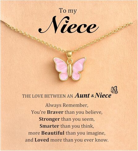 Valentines Day Gifts for Kids Girls, Cute Butterfly Necklace – Meaningful Jewelry for Granddaughter, Daughter, Niece from Mom/Aunt or Grandma for Birthday, Christmas, Valentine's Day in Saudi Arabia