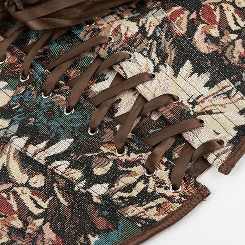 Women Renaissance Corset-Bustier-Tops - Floral Vintage Boned Jacquard Bustier Vest Lace-Up Overbust Corset for Going Out in Saudi Arabia