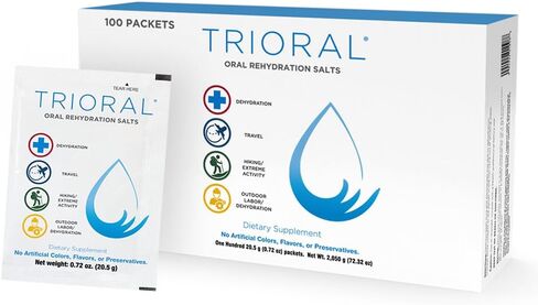 TRIORAL Rehydration Electrolyte Powder – Oral Rehydration Salts for Dehydration – Supports Hydration during Workouts, Fluid Loss, and Daily Wellness – 100 Drink Mix Packets in Saudi Arabia