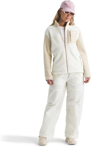 The North Face Women's Yumiori Full Zip Jacket - Lightweight Fleece Coat with Embroidered Logo, Secure Zip Pockets, White Dune/Desert Stone/Metal Pink, X-Large in Saudi Arabia