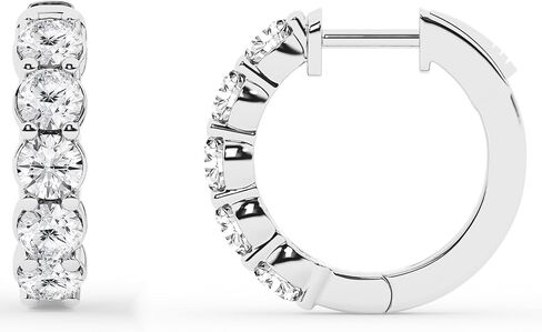 Belacqua 0.25-2.00 Carat Round Lab Grown Diamond Hoop Earrings in Sterling Silver, Color G+, Clarity SI, Prong Set, Fine Jewelry for Women, Gift Box Included in Saudi Arabia