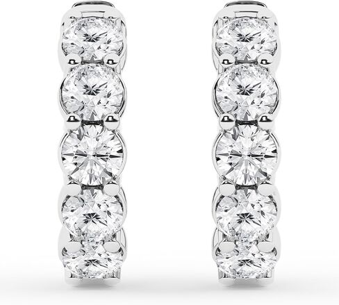 Belacqua 0.25-2.00 Carat Round Lab Grown Diamond Hoop Earrings in Sterling Silver, Color G+, Clarity SI, Prong Set, Fine Jewelry for Women, Gift Box Included in Saudi Arabia
