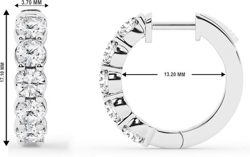 Belacqua 0.25-2.00 Carat Round Lab Grown Diamond Hoop Earrings in Sterling Silver, Color G+, Clarity SI, Prong Set, Fine Jewelry for Women, Gift Box Included in Saudi Arabia
