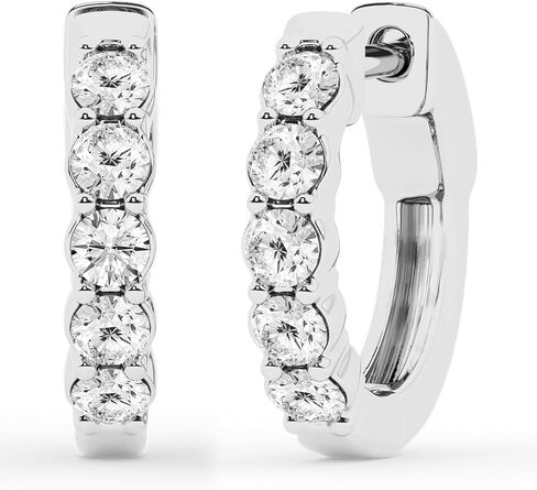 Belacqua 0.25-2.00 Carat Round Lab Grown Diamond Hoop Earrings in Sterling Silver, Color G+, Clarity SI, Prong Set, Fine Jewelry for Women, Gift Box Included in Saudi Arabia