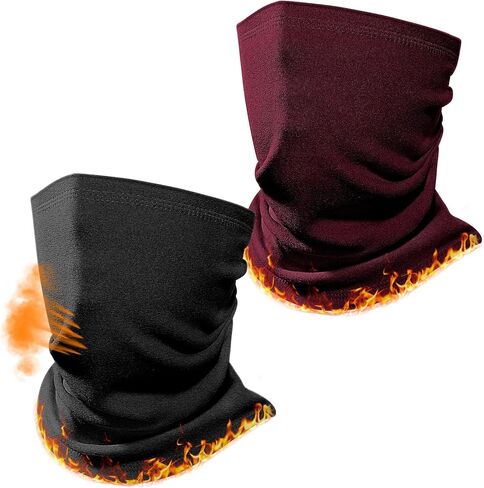 Winter Neck Warmer Gaiter: 2 Pack Thermal Face Cover for Men Women Windproof Fleece Ski Mask for Running Skiing in Kuwait