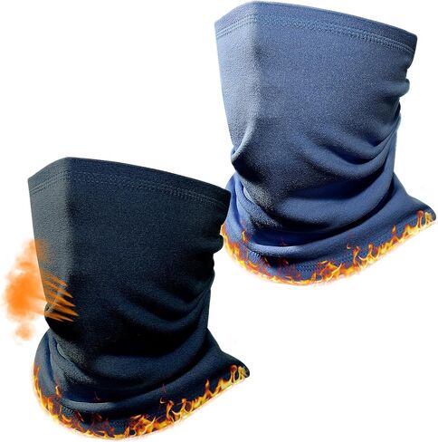 Winter Neck Warmer Gaiter: 2 Pack Thermal Face Cover for Men Women Windproof Fleece Ski Mask for Running Skiing in Kuwait