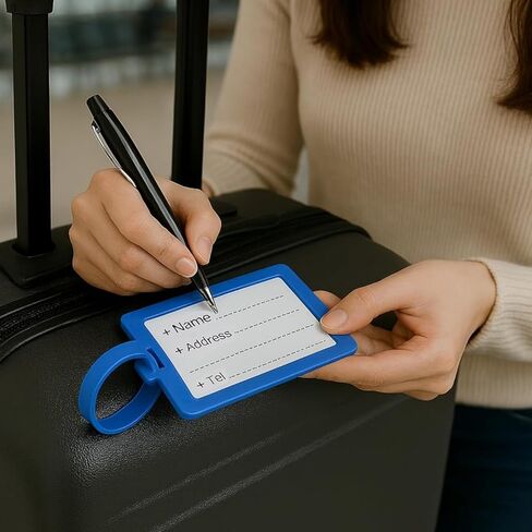 علامة أمتعة مضحكة من السيليكون، علامات حقيبة سفر ملونة وفريدة من نوعها مع بطاقة هوية الاسم للنساء والرجال (متعددة الألوان، مجموعة من 4) in Saudi Arabia