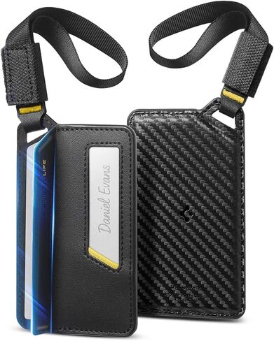 Spigen Life Luggage Tags Premium Velo Vegan Leather ID Label for Suitecase Travel Bag Accessories with Magnetic Closure Privacy Protection Design Durable Strap - Black (2 Pack) in Saudi Arabia