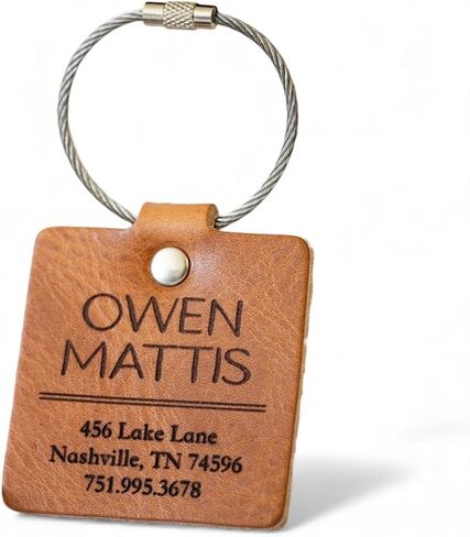 Personalized Leather Luggage Tag – Custom Engraved Travel Tag with Name & Address, Full Grain Leather, Handmade in USA, Gift for Travelers in Saudi Arabia
