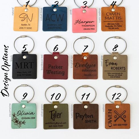 Personalized Leather Luggage Tag – Custom Engraved Travel Tag with Name & Address, Full Grain Leather, Handmade in USA, Gift for Travelers in Saudi Arabia