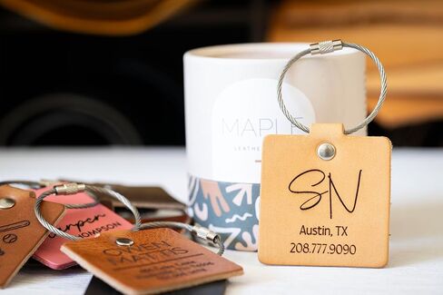 Personalized Leather Luggage Tag – Custom Engraved Travel Tag with Name & Address, Full Grain Leather, Handmade in USA, Gift for Travelers in Saudi Arabia
