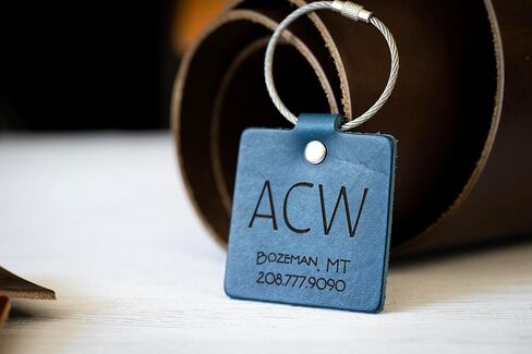 Personalized Leather Luggage Tag – Custom Engraved Travel Tag with Name & Address, Full Grain Leather, Handmade in USA, Gift for Travelers in Saudi Arabia