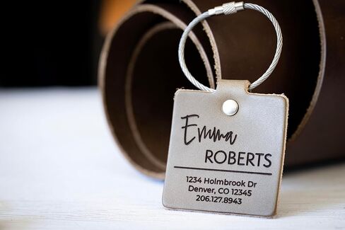 Personalized Leather Luggage Tag – Custom Engraved Travel Tag with Name & Address, Full Grain Leather, Handmade in USA, Gift for Travelers in Saudi Arabia