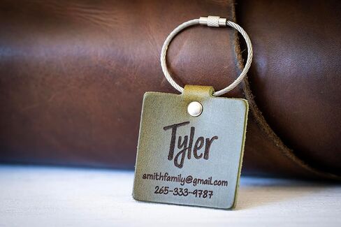 Personalized Leather Luggage Tag – Custom Engraved Travel Tag with Name & Address, Full Grain Leather, Handmade in USA, Gift for Travelers in Saudi Arabia