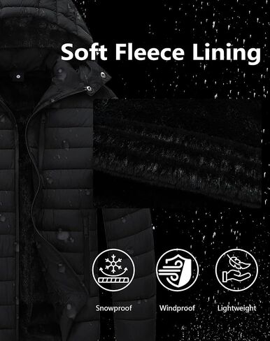 Men's Quilted Puffer Down Coat| Windproof, Waterproof, Flannel Lined, Detachable Hood, Thicken for Winter Warmth in Saudi Arabia
