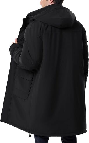 Men's Winter Coat Long Hooded Puffer Jacket Warm Thicken Water Resistant Down Outerwear Windbreaker Parka in Saudi Arabia