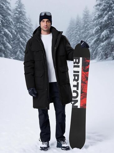 Men's Winter Coat Long Hooded Puffer Jacket Warm Thicken Water Resistant Down Outerwear Windbreaker Parka in Saudi Arabia