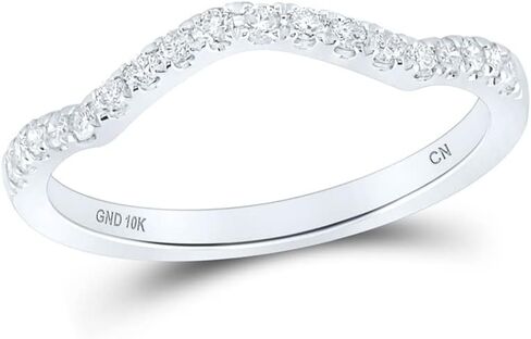 Jewels By Lux 10K White Gold Womens Round Diamond Wedding Curved Enhancer Band 1/5 Cttw, Womens Size: 5-9 in Saudi Arabia