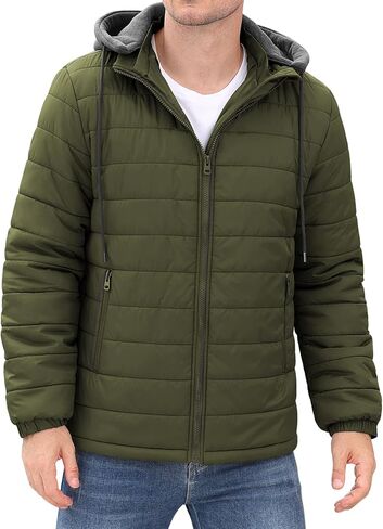HEEKPEK Men’s Puffer Jacket with Detachable Hood Lightweight Water-Resistant Full Zip Winter Coats Insulated Puffy Jackets in Saudi Arabia