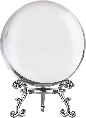 100mm Clear Crystal Ball with Stand, Photography Lensball Prop for Magical Shots, Optical Glass Sphere Decorative Balls Gifts for Meditation Divination in Saudi Arabia