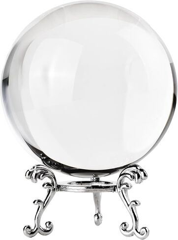 100mm Clear Crystal Ball with Stand, Photography Lensball Prop for Magical Shots, Optical Glass Sphere Decorative Balls Gifts for Meditation Divination in Saudi Arabia