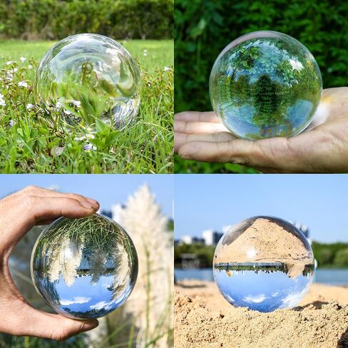 100mm Clear Crystal Ball with Stand, Photography Lensball Prop for Magical Shots, Optical Glass Sphere Decorative Balls Gifts for Meditation Divination in Saudi Arabia