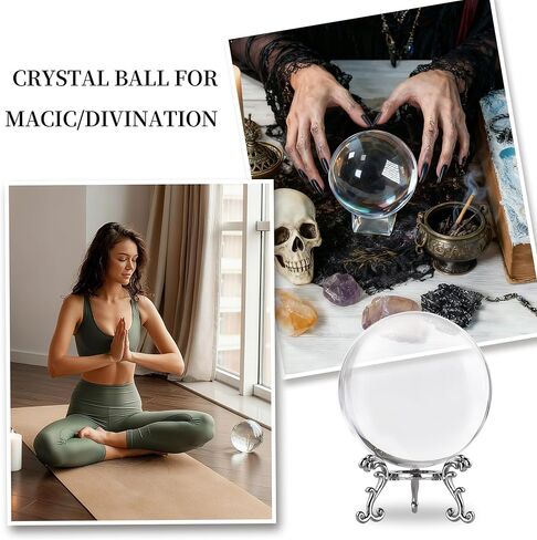 100mm Clear Crystal Ball with Stand, Photography Lensball Prop for Magical Shots, Optical Glass Sphere Decorative Balls Gifts for Meditation Divination in Saudi Arabia