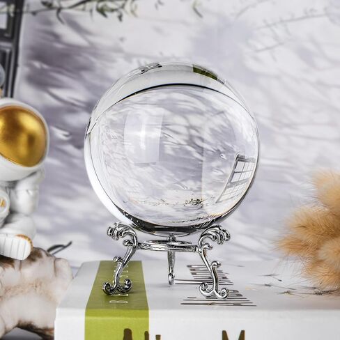 100mm Clear Crystal Ball with Stand, Photography Lensball Prop for Magical Shots, Optical Glass Sphere Decorative Balls Gifts for Meditation Divination in Saudi Arabia