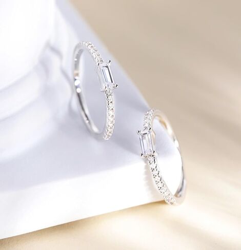 TIGRADE 1.5mm Eternity Ring Baguette Cubic Zirconia Anniversary Ring CZ Pave Wedding Band for Women Size 3-12 in Saudi Arabia