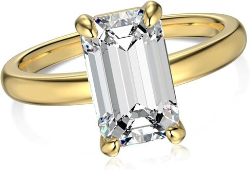 3 Carat Emerald Cut Lab Grown Diamond Engagement Promise Ring, 18K White/Gold Plated Silver Band Rings D Color VVS1 Clarity Simulated Ring for Women Wedding Anniversary Eternity Ring in Saudi Arabia