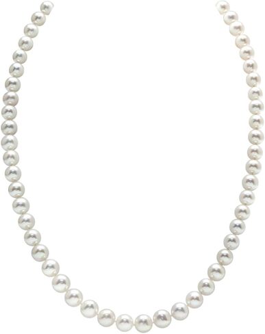 The Pearl Source 14K Gold 6.5-7.0mm AAAA Quality Round White Freshwater Cultured Pearl Necklace for Women in 16"-36" Lengths in Saudi Arabia