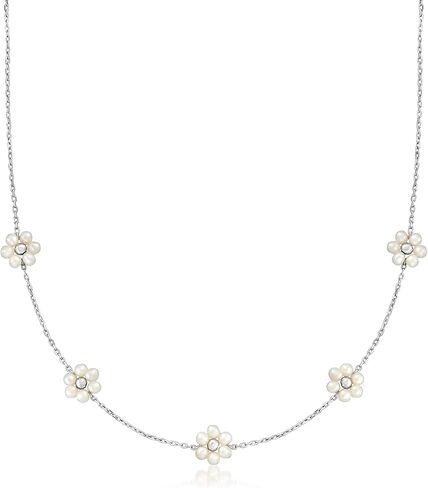 Ross-Simons 3-4mm Cultured Pearl Flower Necklace in Sterling Silver. 18 inches in Saudi Arabia